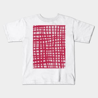 Retro grid pattern - viva magenta Kids T-Shirt